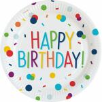amscan Pappteller Confetti Happy Birthday Ø23cm 8...