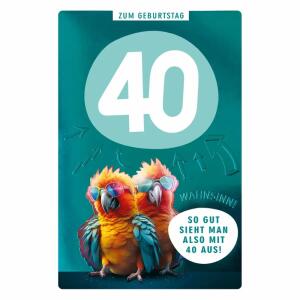Kurt Eulzer Geburtstagskarte 40 Papageien
