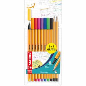 STABILO Fineliner Promo point 88 mit Bleistifte 8 + 2 Stück