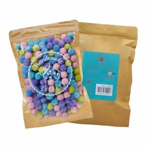 Handmade LULUBUG Pompon Set rosa/türkis/lila/gelbgrün 500 Stück