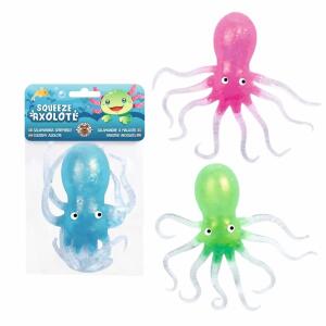 Knautschfigur Squeezy Glitzer Oktopus pink/blau/grün 14x19x4cm 3fach sortiert