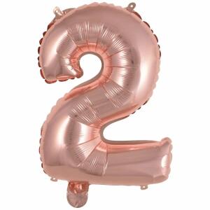 amscan Folienballon Zahl 2 roségold 35cm
