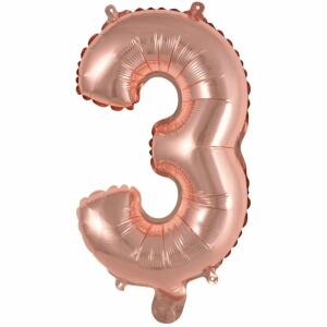 amscan Folienballon Zahl 3 roségold 35cm