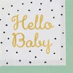 amscan Servietten Hello Baby 33x33cm 16 Stück