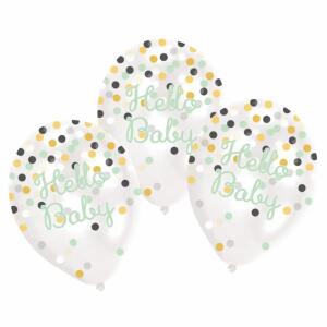 amscan Luftballons Hello Baby mit Konfetti Ø27cm 6 Stück