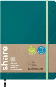 Notizbuch A5 punktkariert petrol