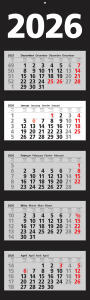 2026 ADINA Fünfmonatskalender schwarz 110x33cm mit Tagesanzeige