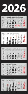 2026 ADINA Fünfmonatskalender schwarz 110x33cm Tagesanzeiger Blockform