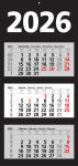 2026 ADINA Dreimonatskalender schwarz 70x33cm...
