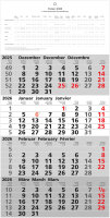 2026 ADINA Viermonatskalender 60x30cm mit Tagesanzeiger...