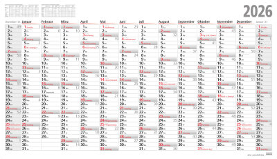 2026 ADINA Plakatkalender 139x79cm 13 Monate gerollt