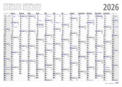 2026 ADINA Plakatkalender Wandkalender A2 60x42cm Lieferung: gefaltet