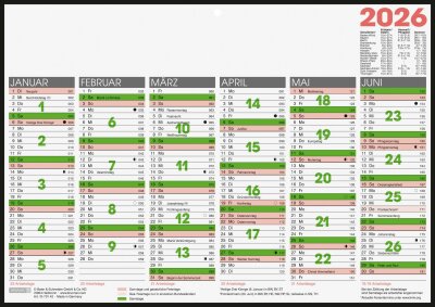 2026 Brunnen Tafelkalender A4 quer