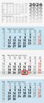2026 Brunnen 3-Monatskalender blau 320×740 mm