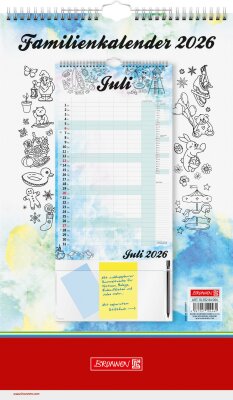 2026 Brunnen Familienkalender „Aquarell“ 250×415 mm