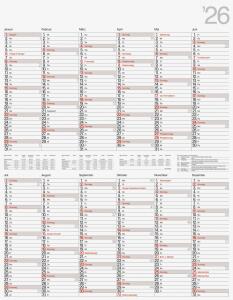 2026 Rido Plakatkalender Vertikal 700×900 mm