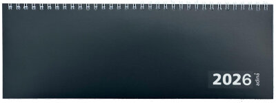 2026 ADINA Tischquerkalender 1W/1S schwarz Kartondeckel Schreibtischkalender Tischkalender 30x10cm