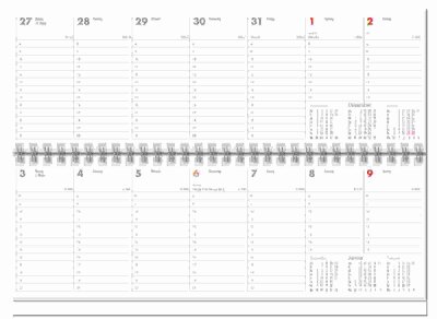 2026 ADINA Tischquerkalender 1W/1S mintgrün Kartondeckel Schreibtischkalender Tischkalender 30x10cm