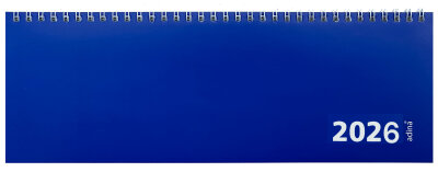 2026 ADINA Tischquerkalender 1W2S  blau Kartondeckel Schreibtischkalender Tischkalender 30x10cm