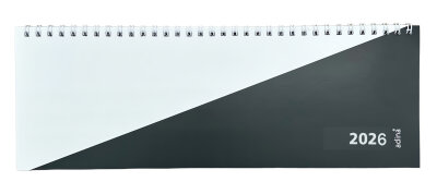 2026 ADINA Tischquerkalender 1W2S schwarzweiss Kartondeckel Schreibtischkalender Tischkalender 30x10cm