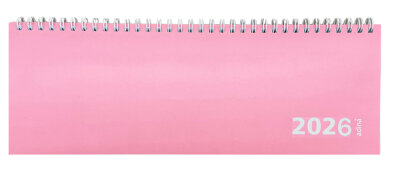 2026 ADINA Tischquerkalender 1W2S pink Kartondeckel Schreibtischkalender Tischkalender 30x10cm