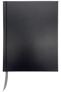 2026 Günstiger Buchkalender Chefplaner A5 schwarz  1T/1S auch sonntags