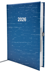 2026 ADINA Buchkalender Chefplaner A5 blau-metallic 1 Tag 1 Seite