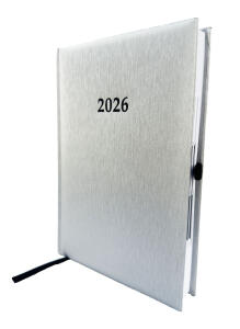 2026 ADINA Buchkalender Chefplaner A5 silber-metallic 1 Tag 1 Seite