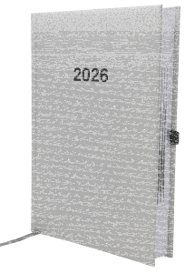 2026 ADINA Buchkalender Chefplaner A5 silber-metallic 1 Tag 1 Seite