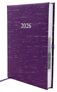 2026 ADINA Buchkalender Chefplaner A5 violett-metallic 1 Tag 1 Seite auch sonntags