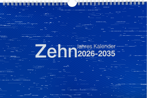 2026 Adina Zehnjahres-Kalender A4 blau Querformat mit Spiralbindung und Wandaufhängung