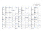 2026 Adina Zehnjahres-Kalender A4 blau Querformat mit Spiralbindung und Wandaufhängung