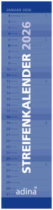 2026 ADINA Streifenkalender XL blau 49,5x11,3cm Monatskalender