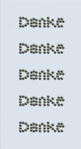 HEYDA 203782923 Perlen-Sticker Danke 75 x 165 cm Ø ca. 2 mm Cabochon-Perlen weiss