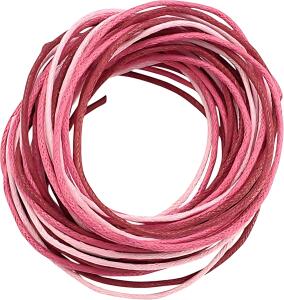 Wachskordel-Mix 3 x 170 m Ø 1 mm Baumwolle hellrosa rosa rot