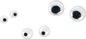 Wackelaugen-Sortiment Ø 3 5 7 mm Kunststoff weiss schwarzer Pupille