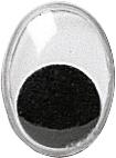 Wackelaugen oval 12 x 9 mm Kunststoff weiss mit schwarzer Pupille