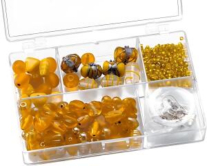 Sortimentsbox Glasperlen klein 115 x 75 x 25 cm Glas gelb