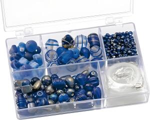 Sortimentsbox Glasperlen klein 115 x 75 x 25 cm Glas blau