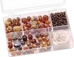 Sortimentsbox Glasperlen klein 115 x 75 x 25 cm Glas braun