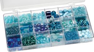 Sortimentsbox Glasperlen groß 21 x 105 x 24 cm Glas hellblau