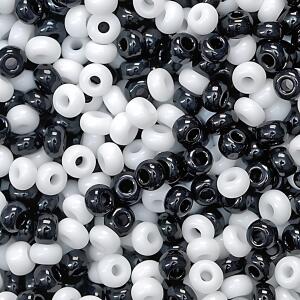 Böhmische Rocailles-Mix Ø 25 mm Glas schwarz weiss-gemischt
