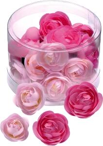 Dekostreu Blumen Ranunkelblüten Ø 25 - 3 cm Kunststoff rosa