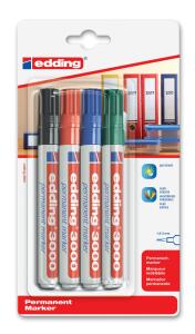 Edding Permanentmarker 3000 4er-Blister sortiert B2B