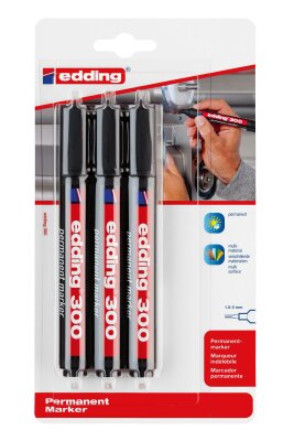 Edding Permanentmarker 300 3er-Blister schwarz