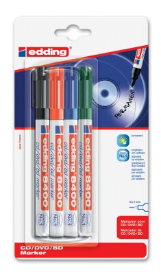 Edding CD-DVD-BD-Marker 8400 4er-Blister sortiert