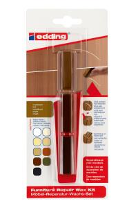 Edding Möbel-Reparatur-Wachs-Set 8901 3er-Blister nussbaum