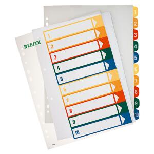 Leitz Zahlenregister DIN A4, Überbreite 1-10 Polypropylen mehrfarbig