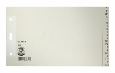 LEITZ 1206 Papierregister A Z A5 quer Überbreit 100 g/qm 20Blatt grau
