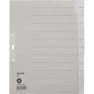 LEITZ 1222 Register Tauenpapier blanko A4 Überbreite 12 Blatt grau